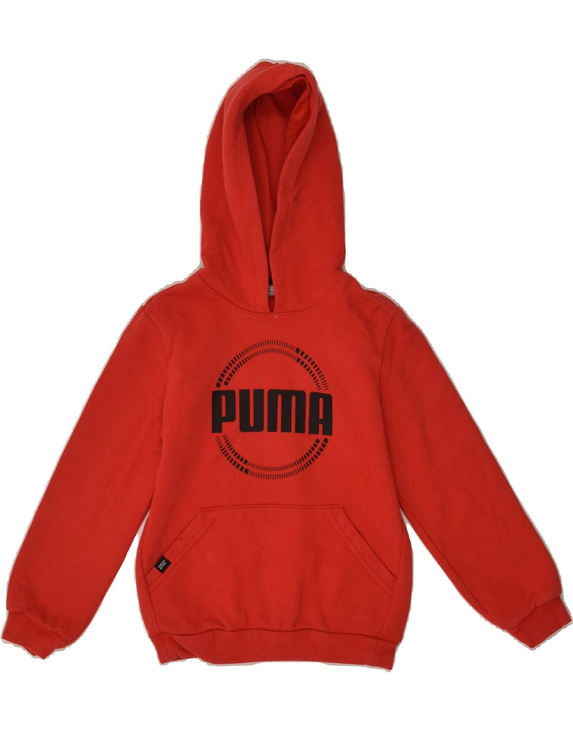 PUMA Boys Graphic Hoodie Jumper 7-8 Years Red Cotton | Vintage Puma | Thrift | Second-Hand Puma | Used Clothing | Messina Hembry 