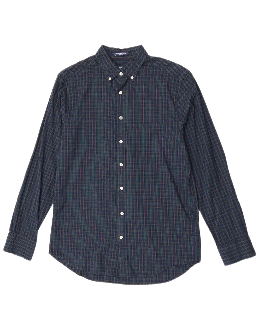 Gant Mens Regular Fit Shirt Size 39/40 15 3/4 Medium Navy Blue Gingham