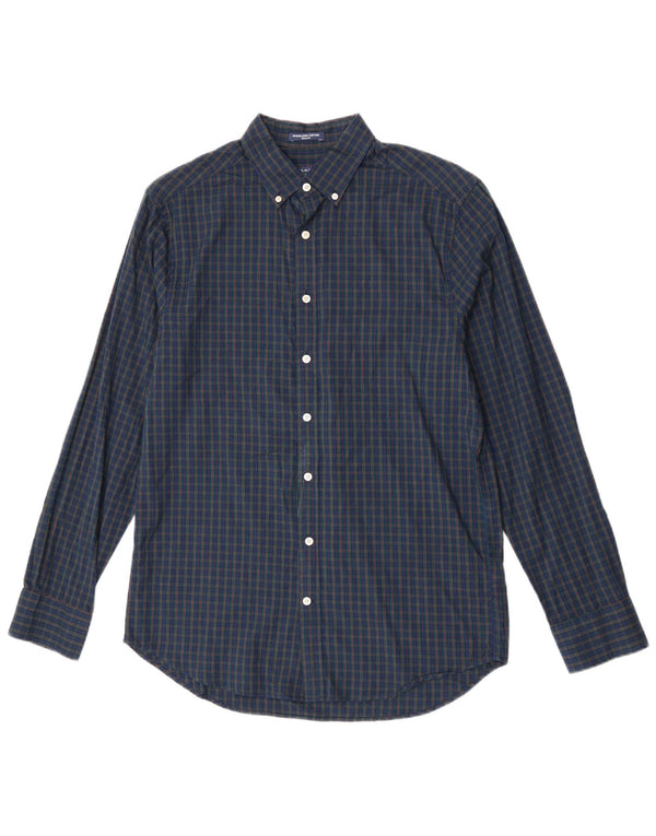 Gant Mens Regular Fit Shirt Size 39/40 15 3/4 Medium Navy Blue Gingham