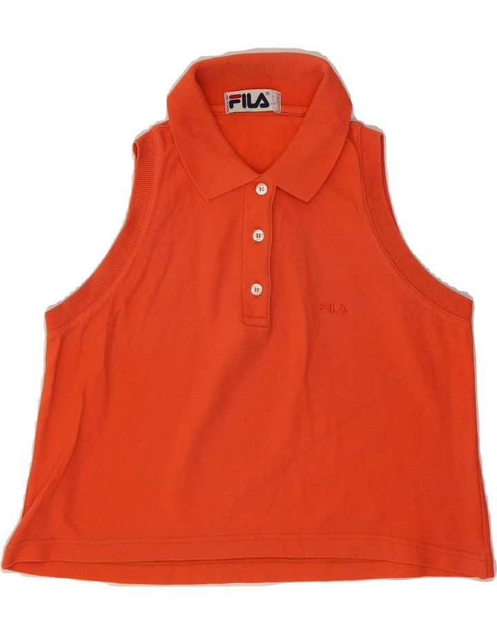 FILA Womens Sleeveless Polo Shirt IT42 Medium Orange Vintage Fila and Second-Hand Fila from Messina Hembry 