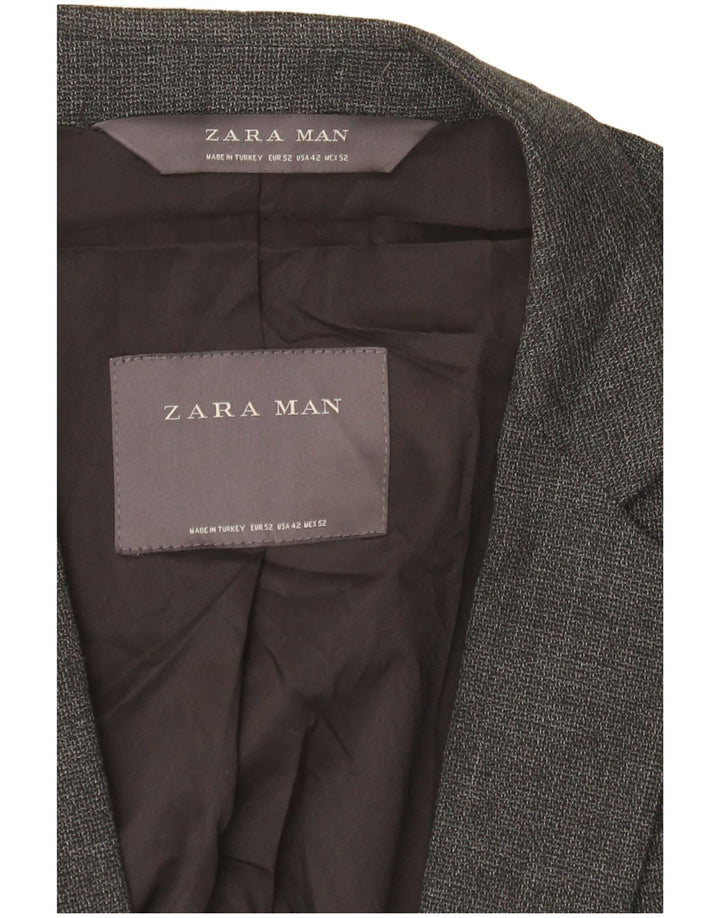 Zara Mens 2 Button Blazer Jacket EU 52 XL Grey