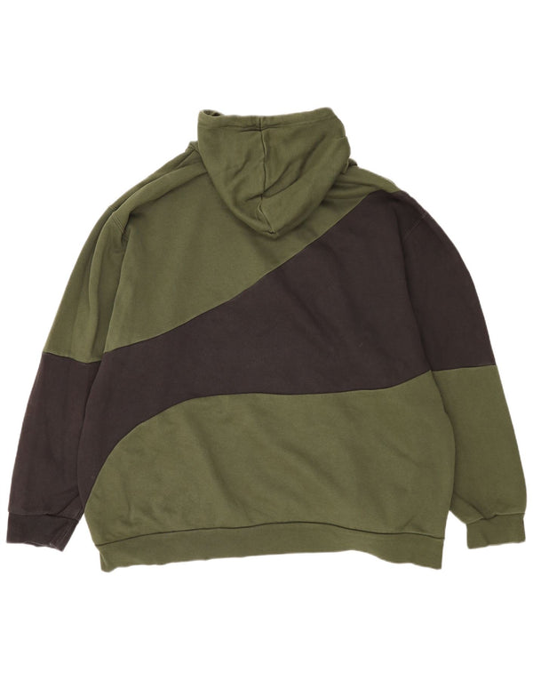 PUMA Mens Hoodie Jumper 4XL Green Colourblock Cotton