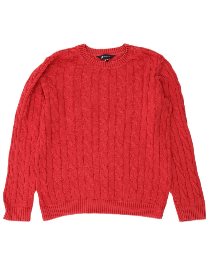 CREW CLOTHING Womens Crew Neck Jumper Sweater UK 14 Large Red Cotton