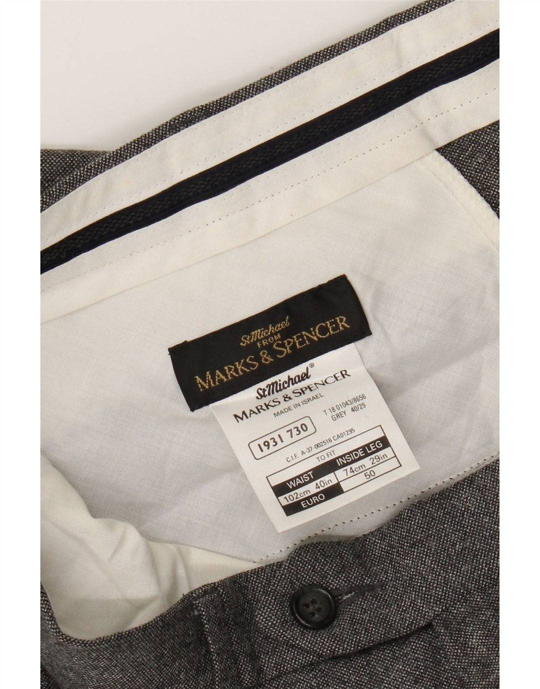 Marks & Spencer Mens St. Michael Straight Suit Trousers W40 L29 Grey Wool