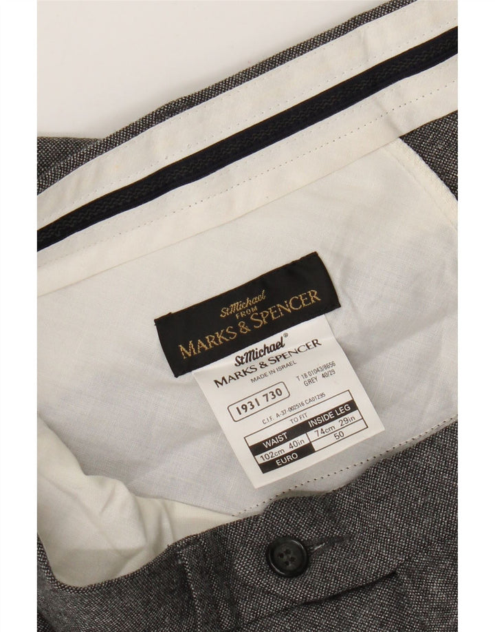 Marks & Spencer Mens St. Michael Straight Suit Trousers W40 L29 Grey Wool