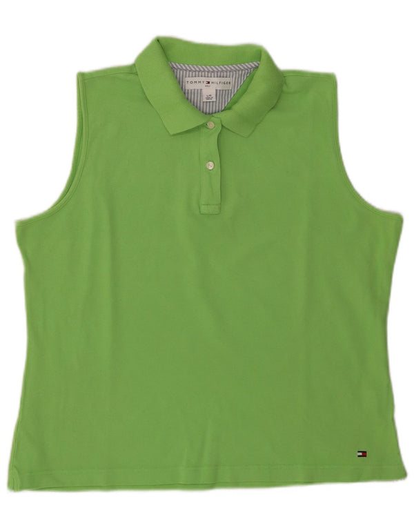 TOMMY HILFIGER Womens Golf Sleeveless Polo Shirt UK 16 Large Green Cotton