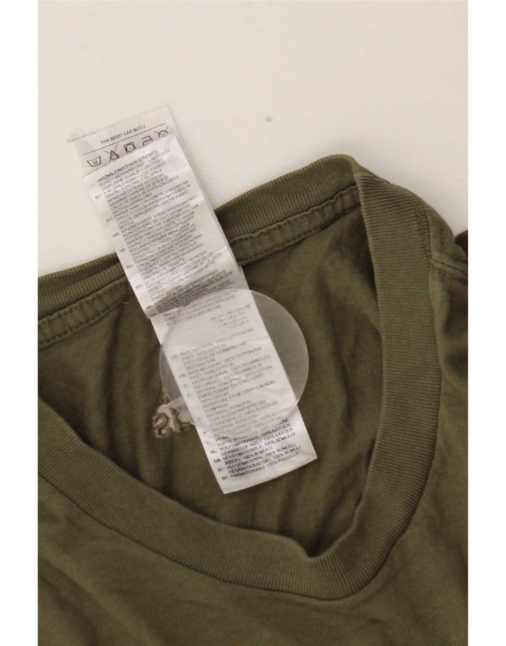 Adidas Mens Graphic T-Shirt Top Medium Khaki Cotton