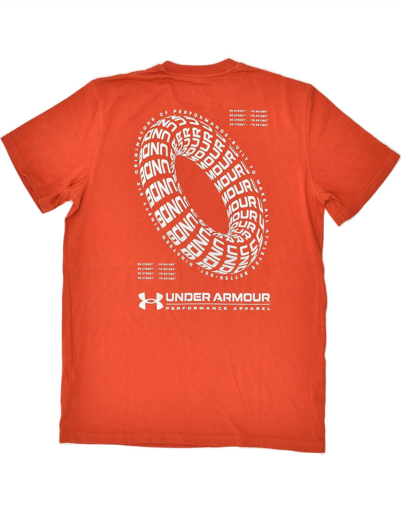 UNDER ARMOUR Mens Graphic T-Shirt Top Medium Orange Cotton | Vintage Under Armour | Thrift | Second-Hand Under Armour | Used Clothing | Messina Hembry 