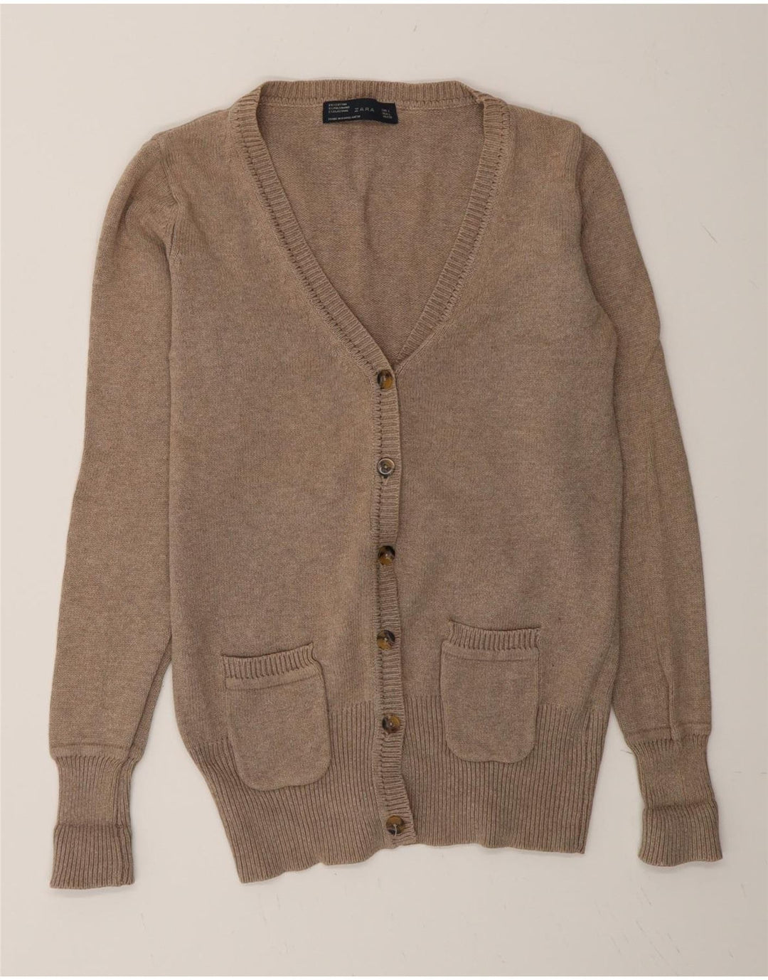 Zara Womens Cardigan Sweater UK 16 Large Grey Cotton