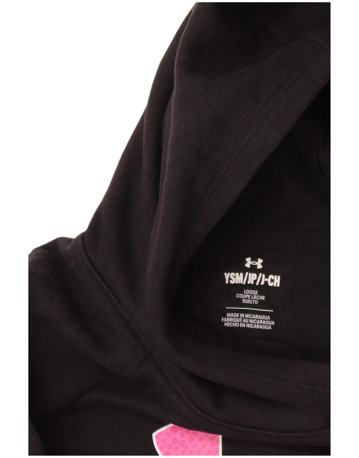 UNDER ARMOUR Girls Graphic Hoodie Jumper 7-8 Years Small  Black Cotton