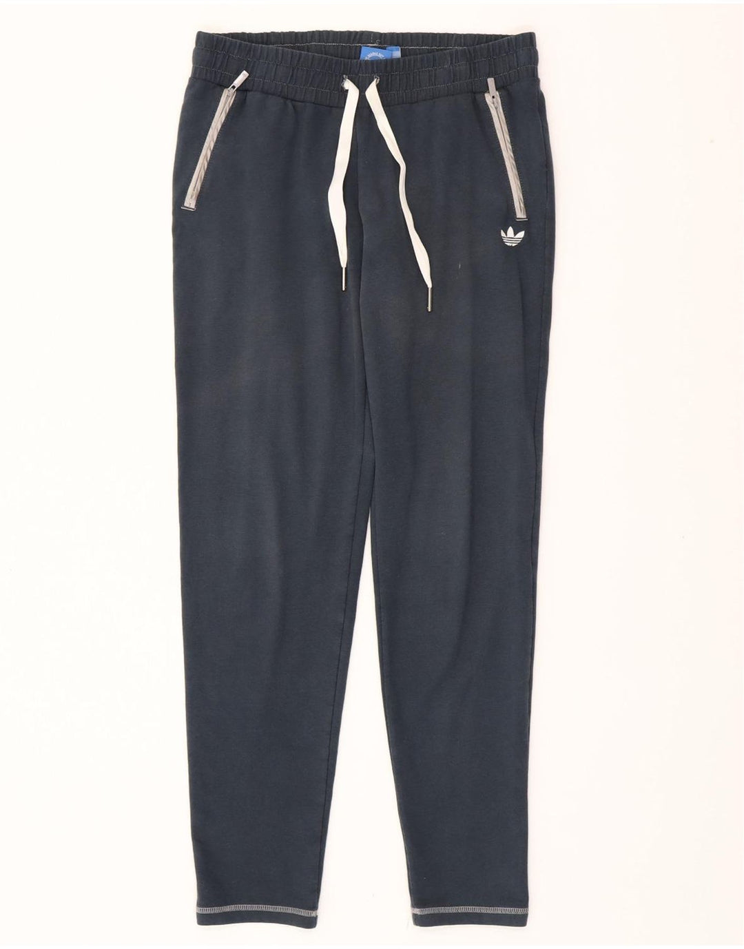 ADIDAS Womens Tracksuit Trousers UK 14 Medium Navy Blue Cotton