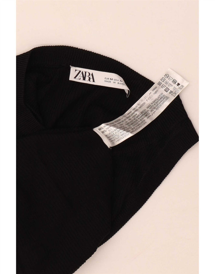Zara Womens Vest Top UK 12 Medium Black Viscose