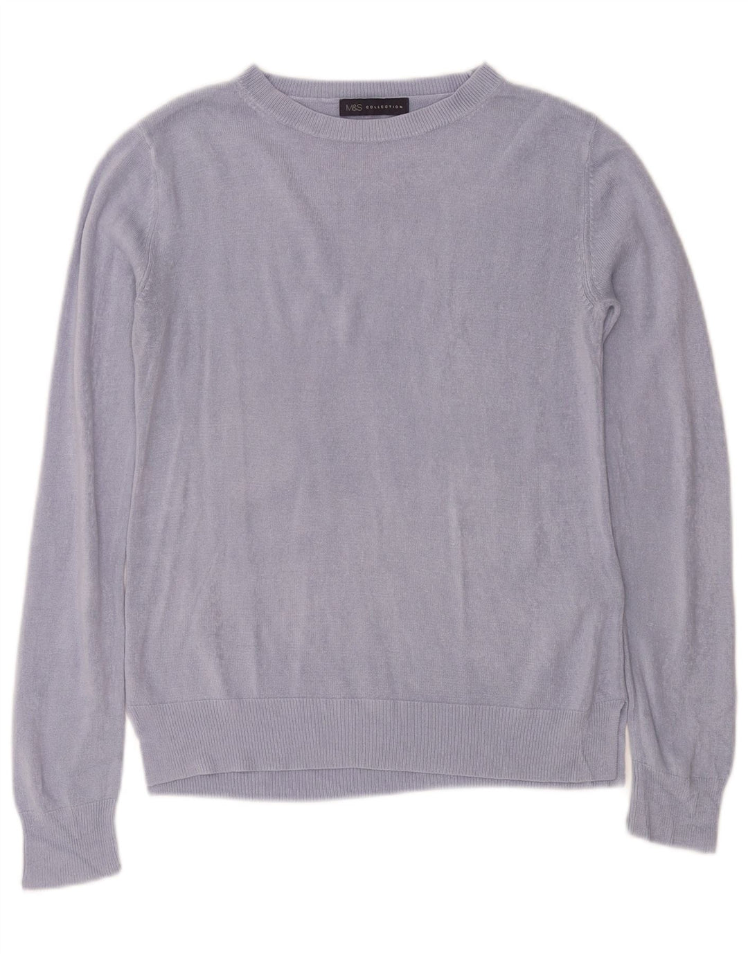 Marks & Spencer Womens Boat Neck Jumper Sweater UK 12 Medium Blue Acrylic