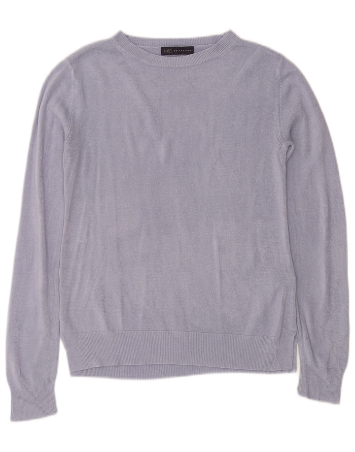 Marks & Spencer Womens Boat Neck Jumper Sweater UK 12 Medium Blue Acrylic