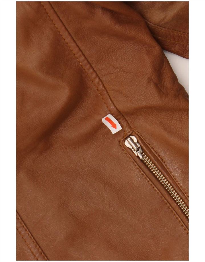 Vintage Mens Leather Biker Jacket UK 40 Large Brown Leather