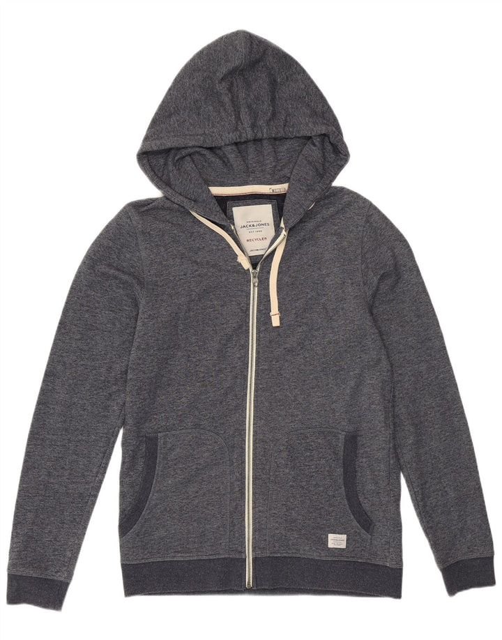 Jack & Jones Mens Zip Hoodie Sweater Medium Grey Flecked Polyester