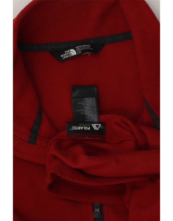 The North Face Mens Zip Neck Fleece Jumper Large Red Polyester