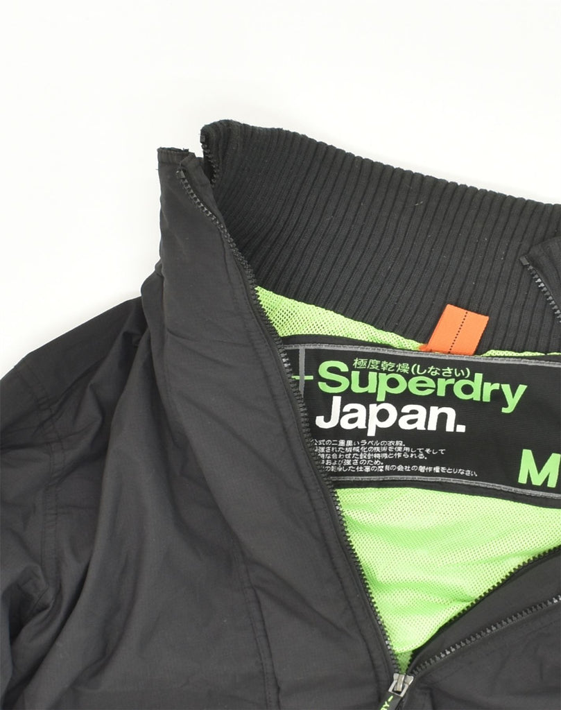 SUPERDRY Womens Rain Jacket UK 14 Medium Black Polyester | Vintage Superdry | Thrift | Second-Hand Superdry | Used Clothing | Messina Hembry 