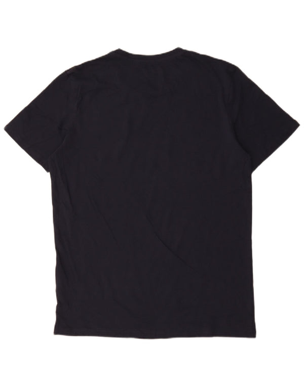 Jack & Jones Mens Graphic T-Shirt Top Large Navy Blue Cotton