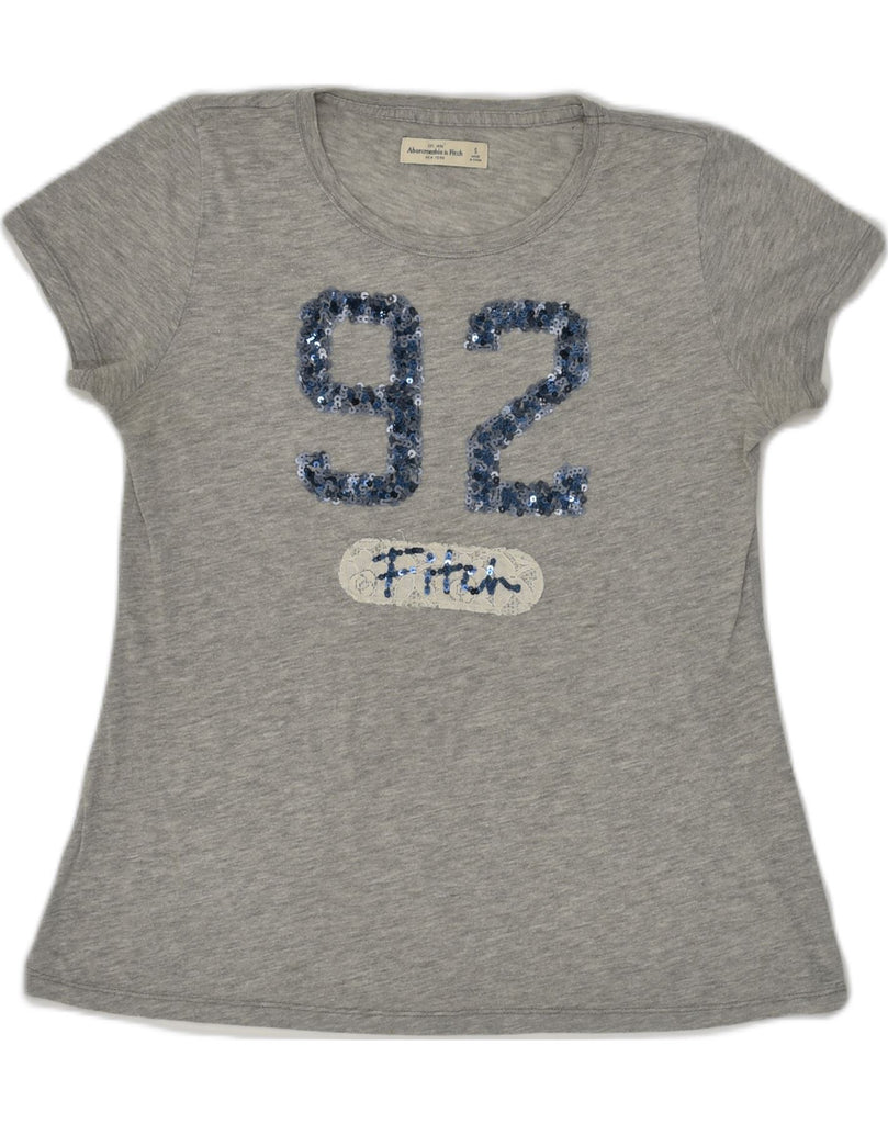 ABERCROMBIE & FITCH Womens Graphic T-Shirt Top UK 10 Small Grey Cotton | Vintage Abercrombie & Fitch | Thrift | Second-Hand Abercrombie & Fitch | Used Clothing | Messina Hembry 