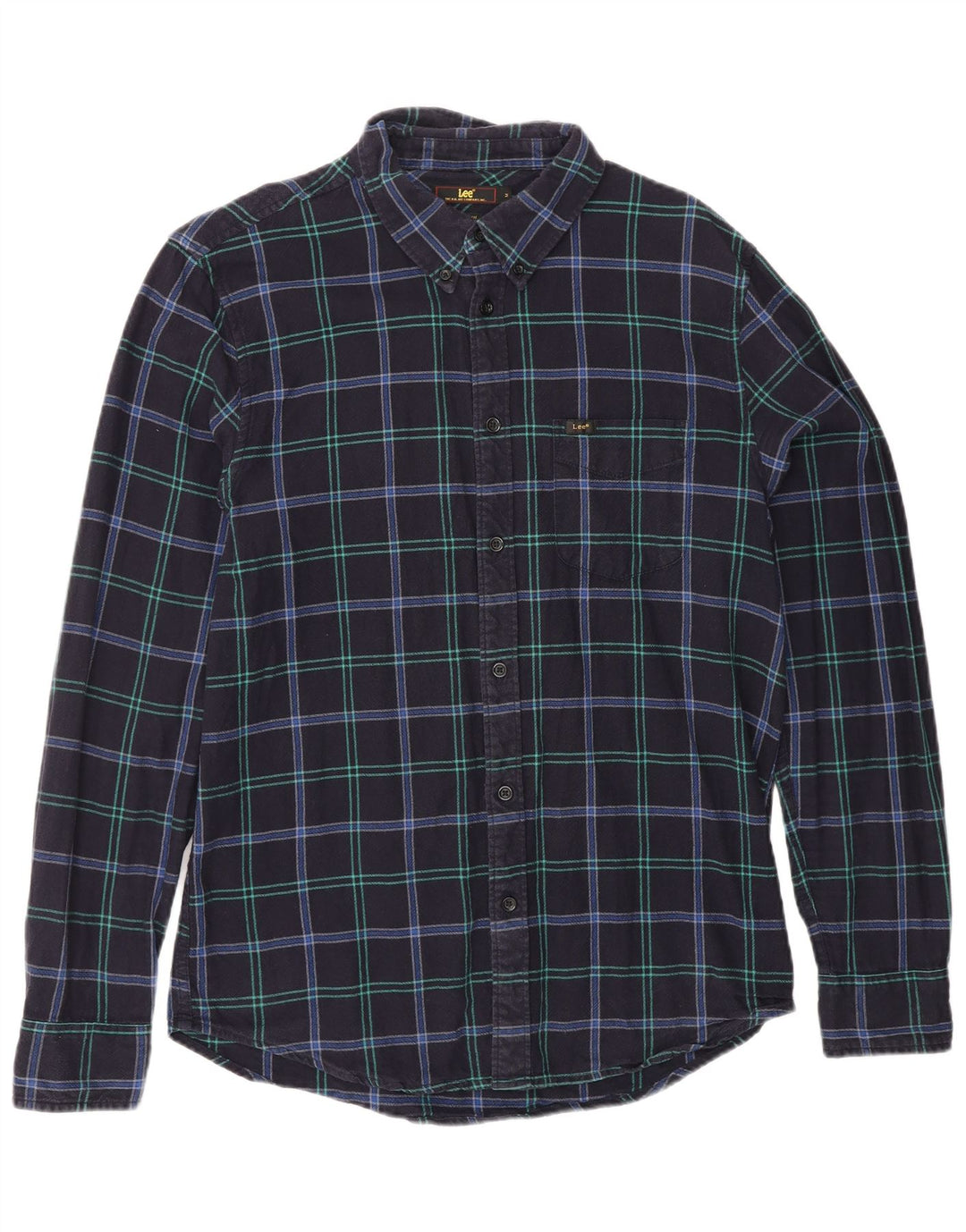 LEE Mens Regular Fit Flannel Shirt Medium Navy Blue Check
