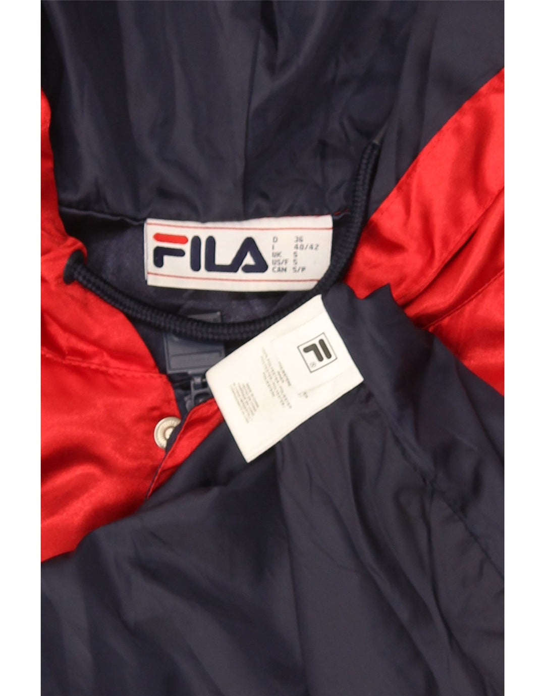 Fila Mens Hooded Raincoat UK 36 Small Navy Blue Colourblock Polyester