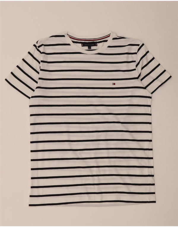 Tommy Hilfiger Mens Slim Fit T-Shirt Top Large White Striped Cotton