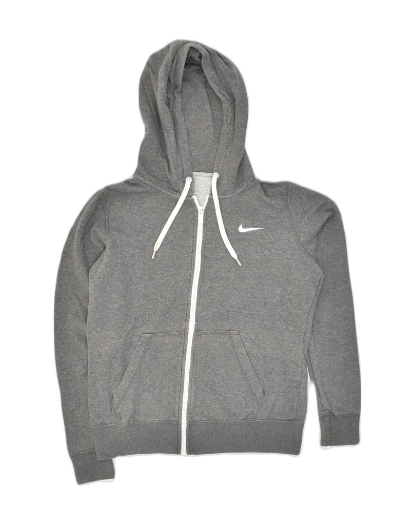 NIKE Womens Zip Hoodie Sweater UK 14 Medium Grey Cotton | Vintage Nike | Thrift | Second-Hand Nike | Used Clothing | Messina Hembry 