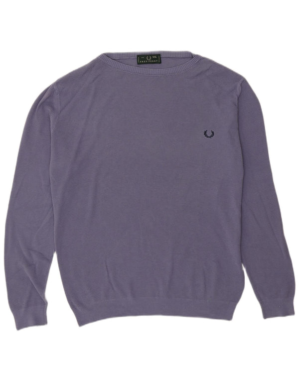 Fred Perry Mens Boat Neck Jumper Sweater 2XL Purple Cotton