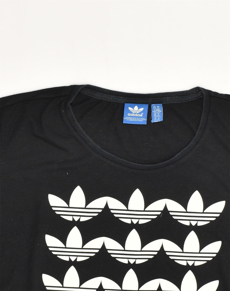 ADIDAS Womens Graphic T-Shirt Top UK 14 Large Black Polyester | Vintage Adidas | Thrift | Second-Hand Adidas | Used Clothing | Messina Hembry 