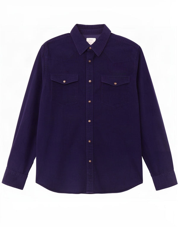 Marks & Spencer Mens Corduroy Regular Fit Shirt Medium Navy Blue Cotton