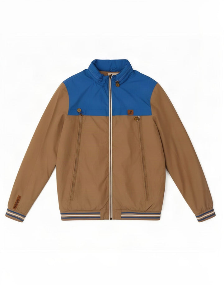 Kangol Mens Hooded Bomber Jacket UK 38 Medium Brown Colourblock Polyester
