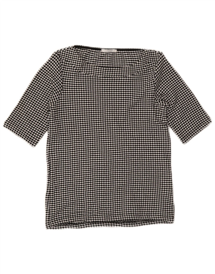 ZARA Womens Blouse Top UK 10 Small Black Striped Polyester