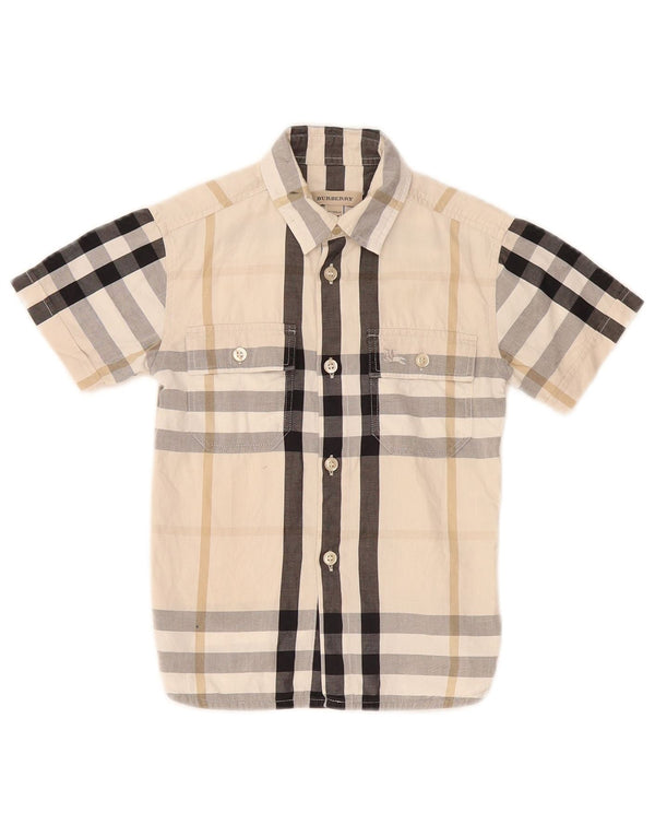 Burberry Boys Short Sleeve Shirt 3-4 Years Beige Plaid