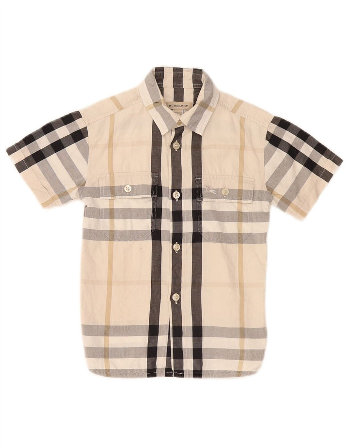 Burberry Boys Short Sleeve Shirt 3-4 Years Beige Plaid