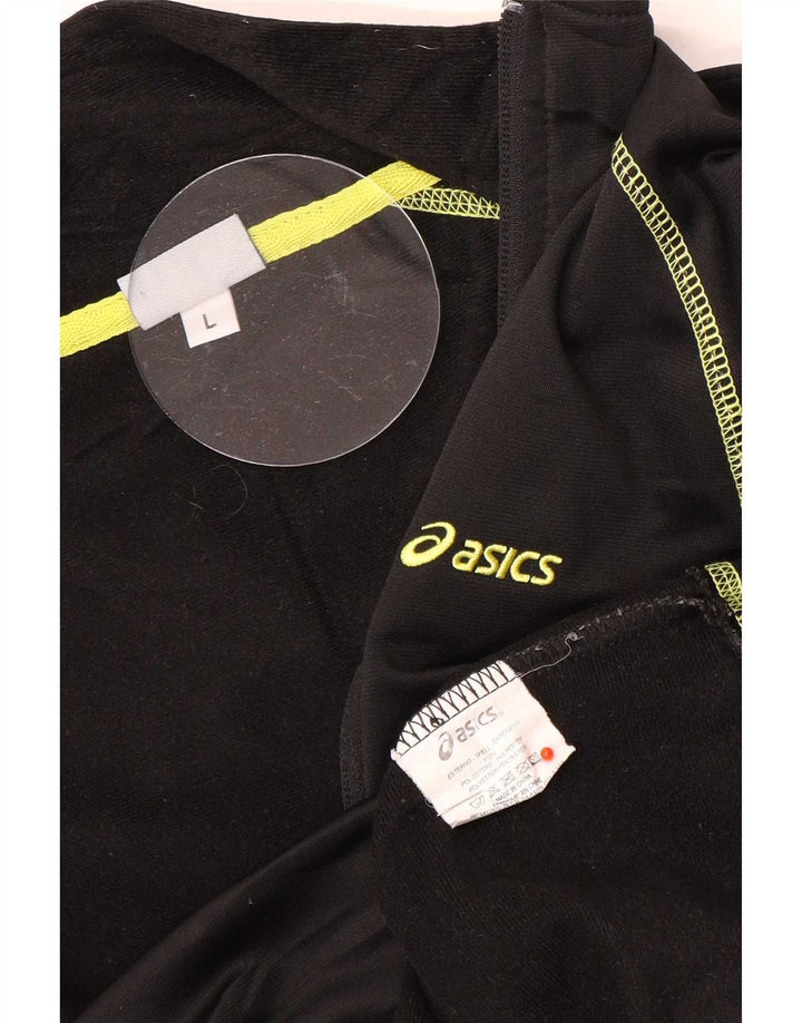 Asics Womens Tracksuit Top Jacket UK 14 Large Black Polyester