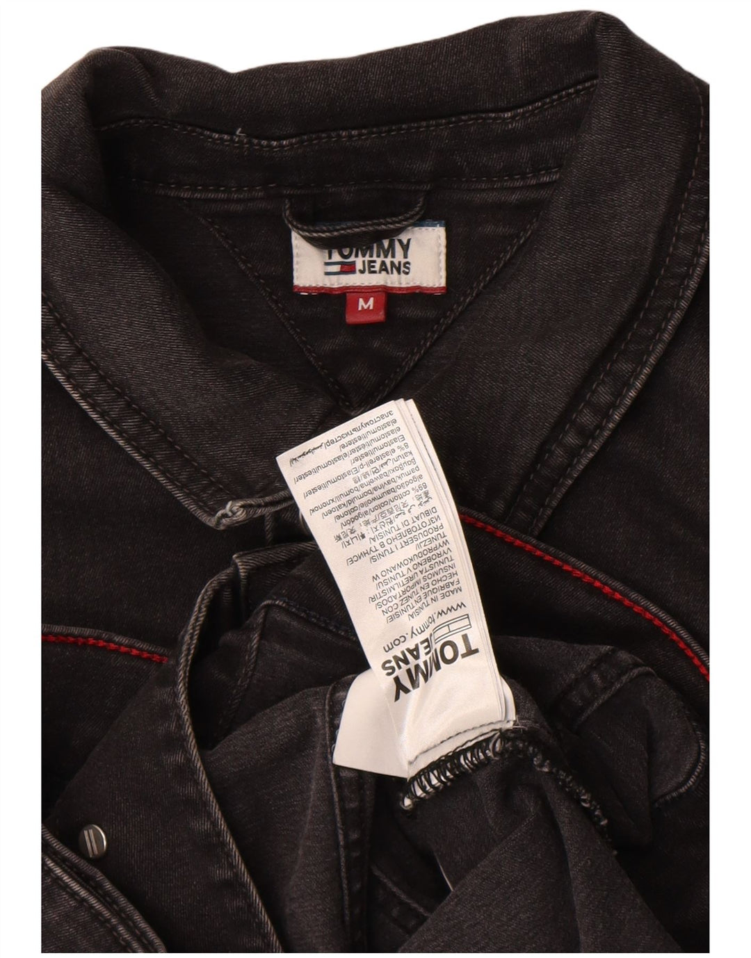 Tommy Hilfiger Womens Crop Denim Jacket UK 12 Medium Black Cotton