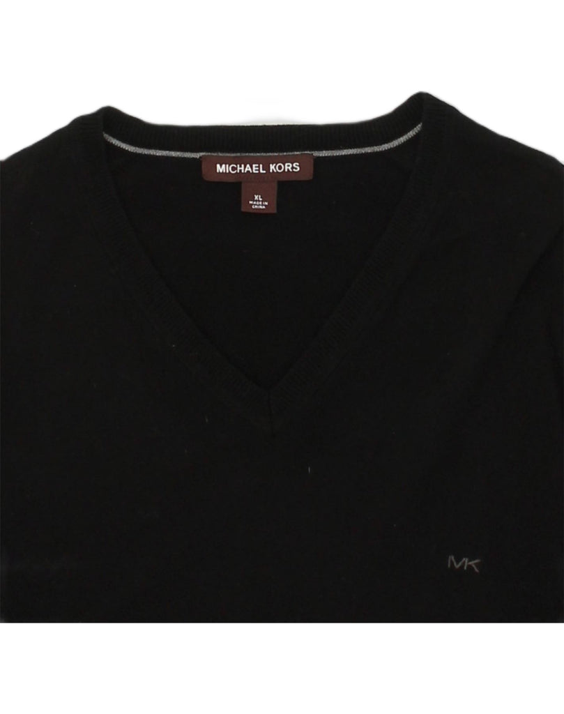 MICHAEL KORS Mens V-Neck Jumper Sweater XL Black Cotton | Vintage Michael Kors | Thrift | Second-Hand Michael Kors | Used Clothing | Messina Hembry 