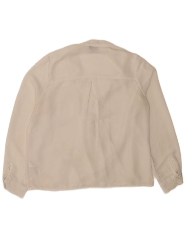 Topshop Womens Long Sleeve Blouse Top UK 12 Medium White Polyester