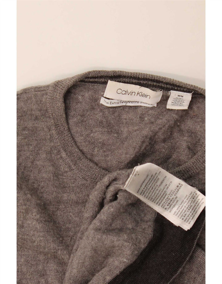 Calvin Klein Mens Crew Neck Jumper Sweater Medium Grey Flecked Merino Wool