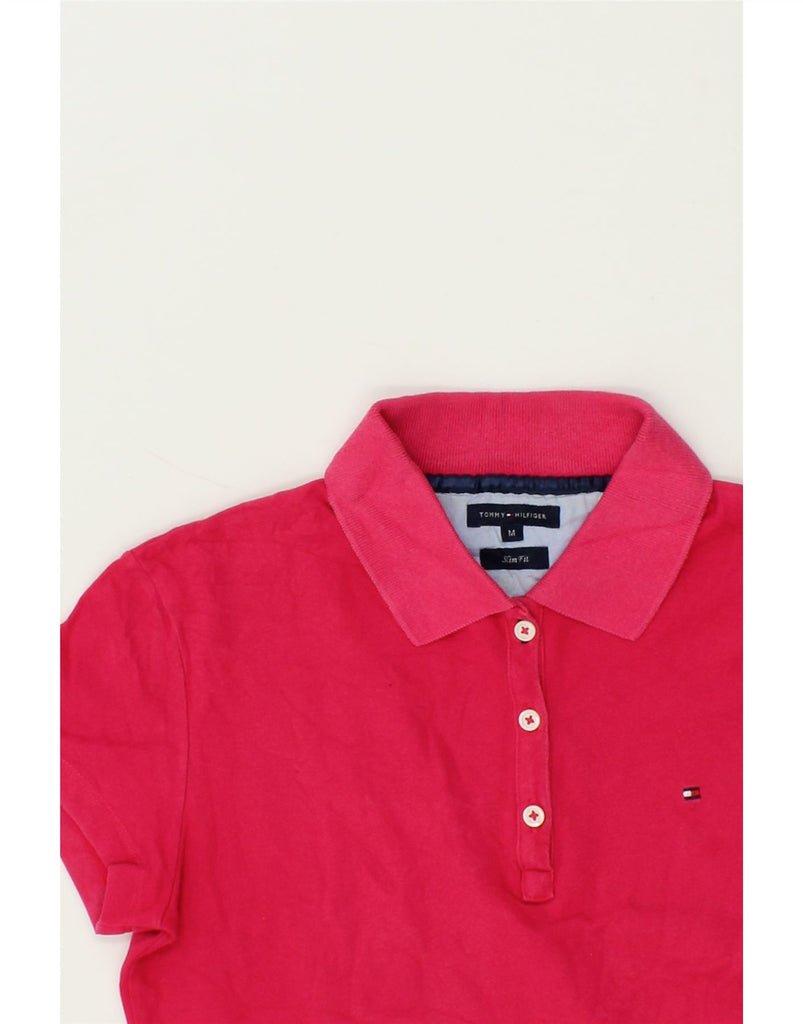 TOMMY HILFIGER Womens Slim Fit Polo Shirt UK 14 Medium Red Cotton Vintage Tommy Hilfiger and Second-Hand Tommy Hilfiger from Messina Hembry 