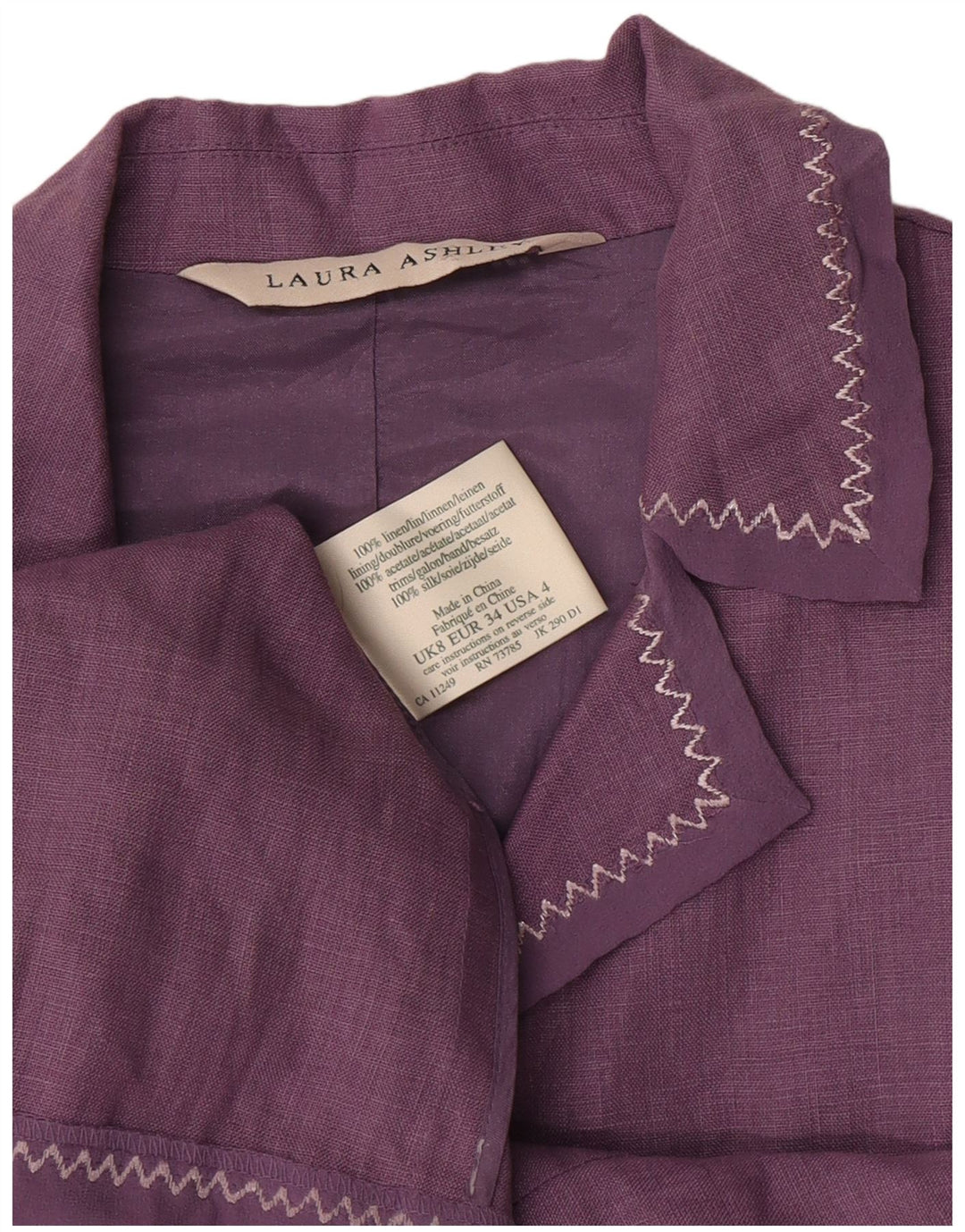 Laura Ashley Womens 3 Button Blazer Jacket UK 8 Small Purple Linen