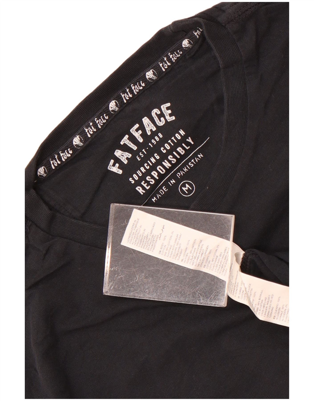 Fat Face Mens T-Shirt Top Medium Black Cotton