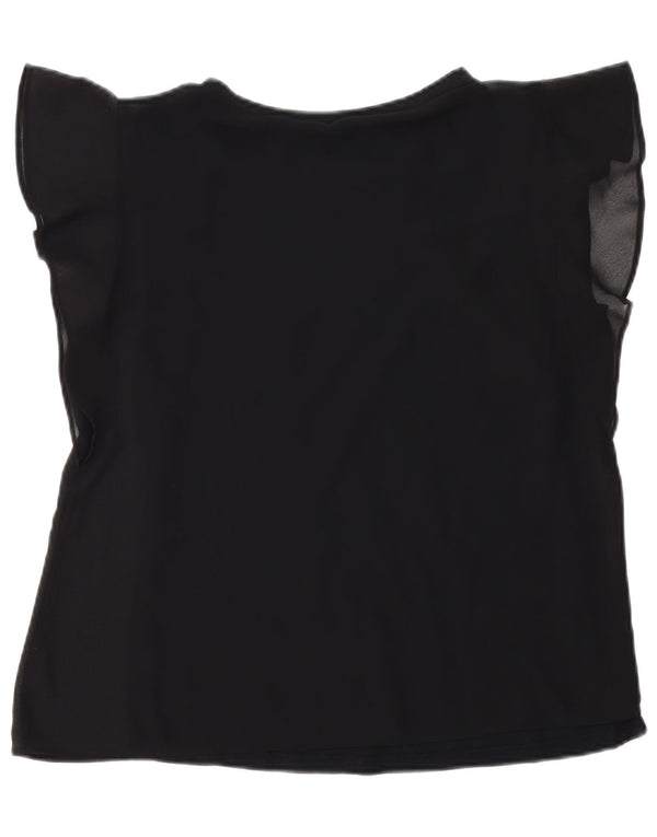 Zara Womens Blouse Top UK 14 Medium Black