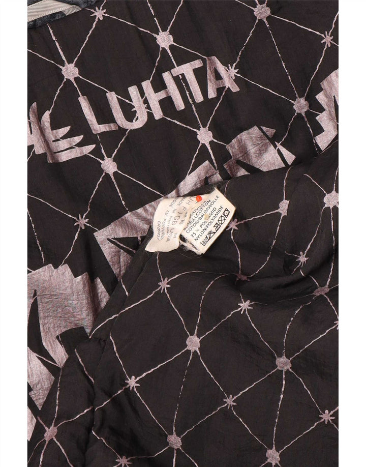 Luhta Womens Oversized Padded Coat UK 16 Large Black Colourblock Cotton