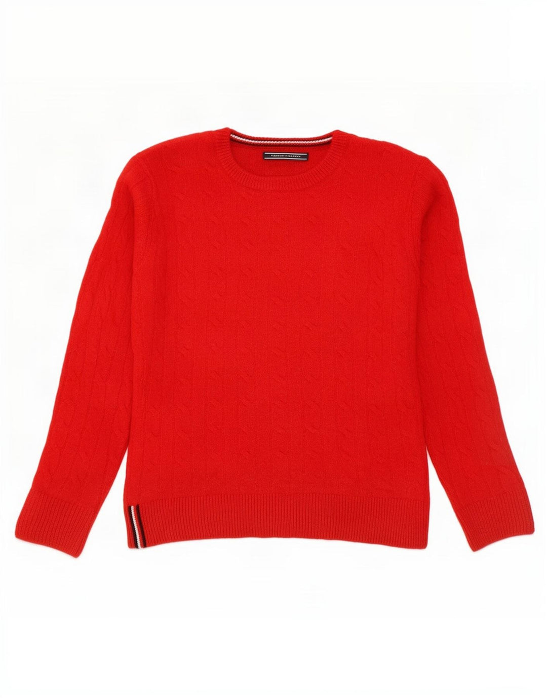 Tommy Hilfiger Womens Crew Neck Jumper Sweater UK 14 Medium Red Wool