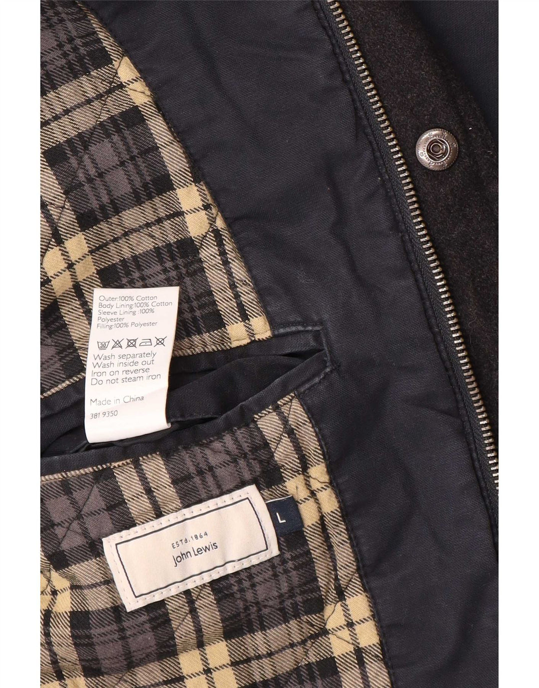 John Lewis Mens Utility Jacket UK 40 Large Navy Blue Cotton