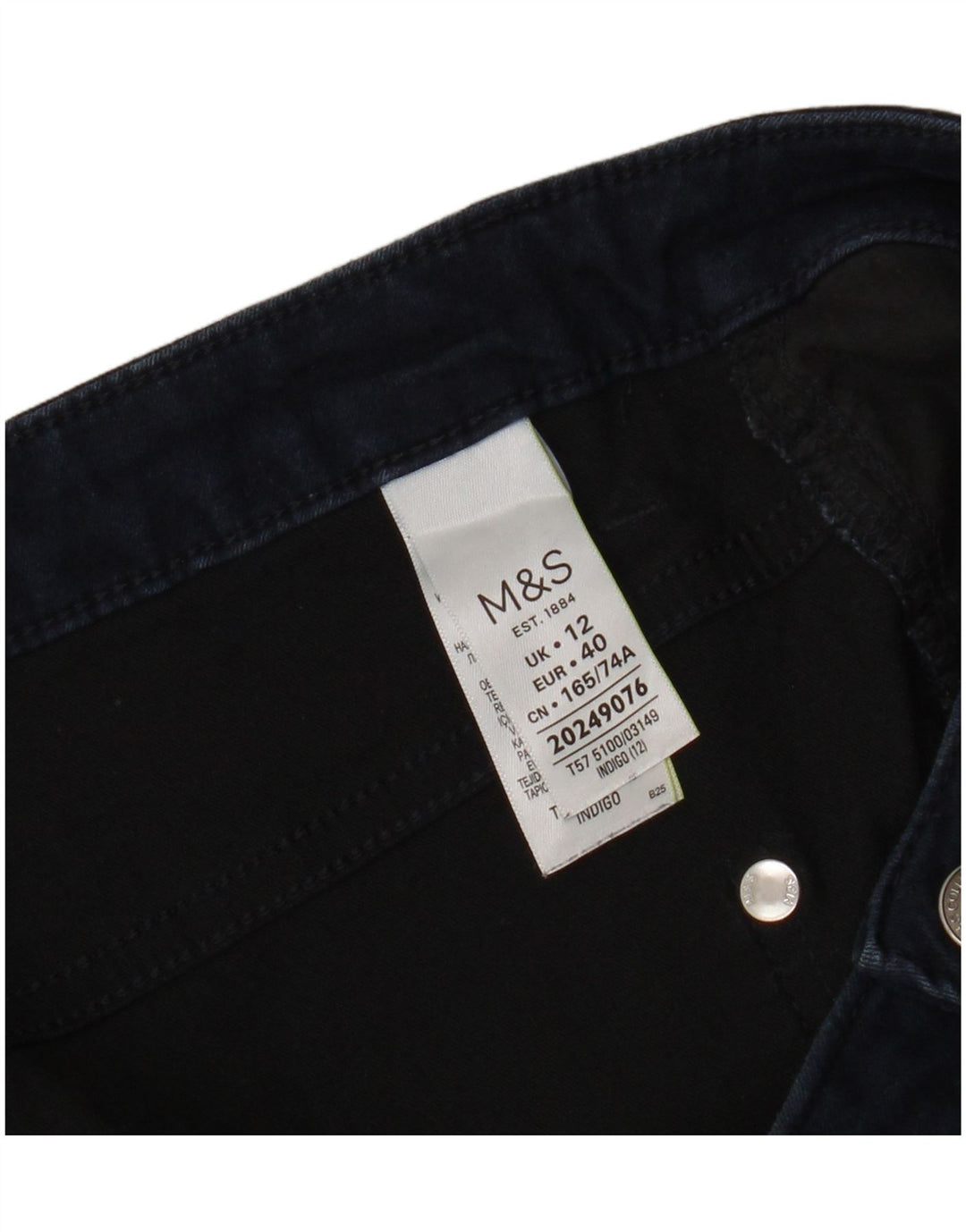 Marks & Spencer Womens Cropped Jeans UK 12 Medium W32 L21 Navy Blue Cotton