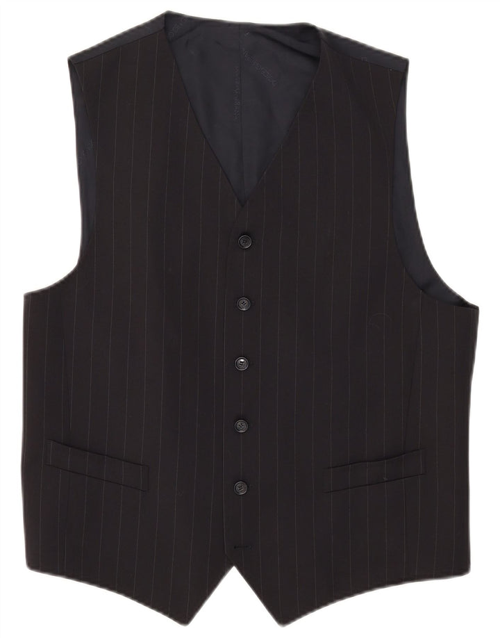 Dolce & Gabbana Mens Waistcoat IT 52 Large Navy Blue Striped Wool