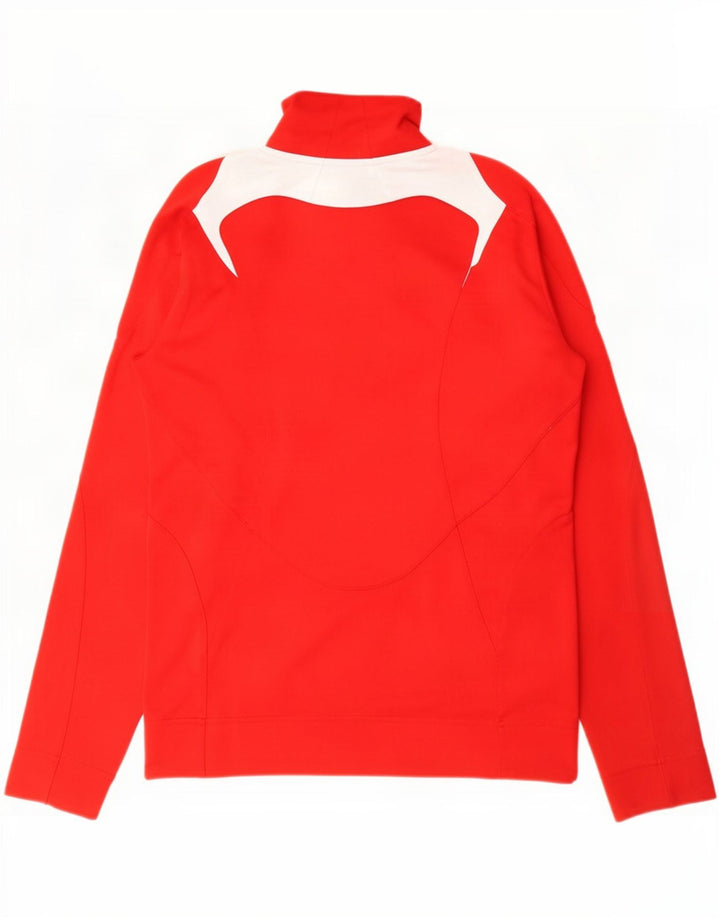 Adidas Womens Tracksuit Top Jacket UK 10 Small Red Colourblock Polyester